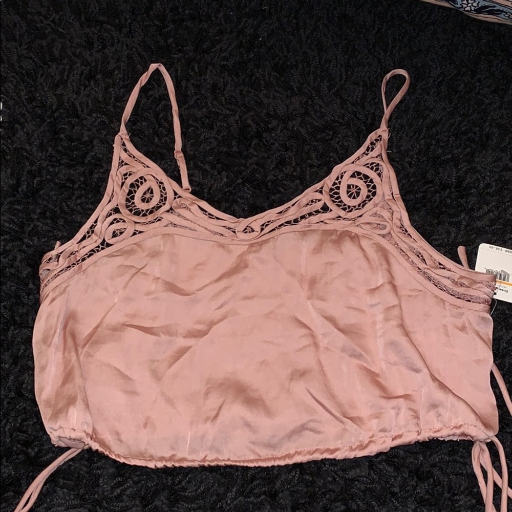 FREE PEOPLE SATIN CROPPED TANK